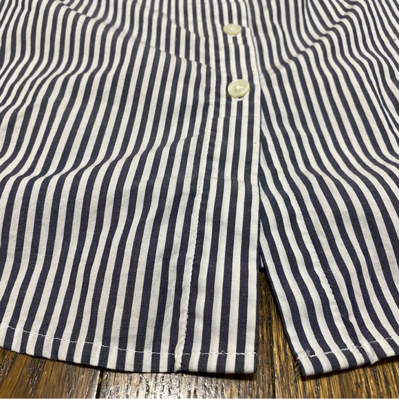 NWOT Banana Republic blue stripe button down 0 petite - Picture 2 of 12